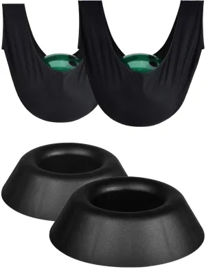 4PCS Combo Pack Machine Washable Bowling Ball Scrubbing Teeter Totter, Bowling Ball Cup Holder Polishing Bag, Super Absorbent to Clean, Shine and Protect Black