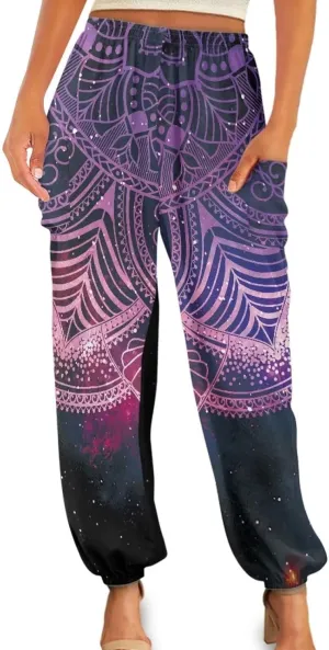 AFPANQZ Woman Bohemian Pants for Summer Gym Yoga Sport Plus Size Workout Sweatpant with Pocket S-4XL