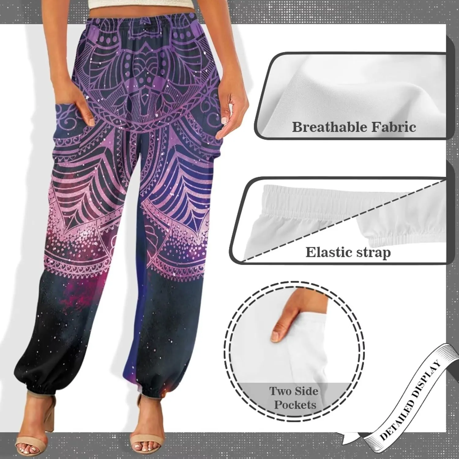 AFPANQZ Woman Bohemian Pants for Summer Gym Yoga Sport Plus Size Workout Sweatpant with Pocket S-4XL