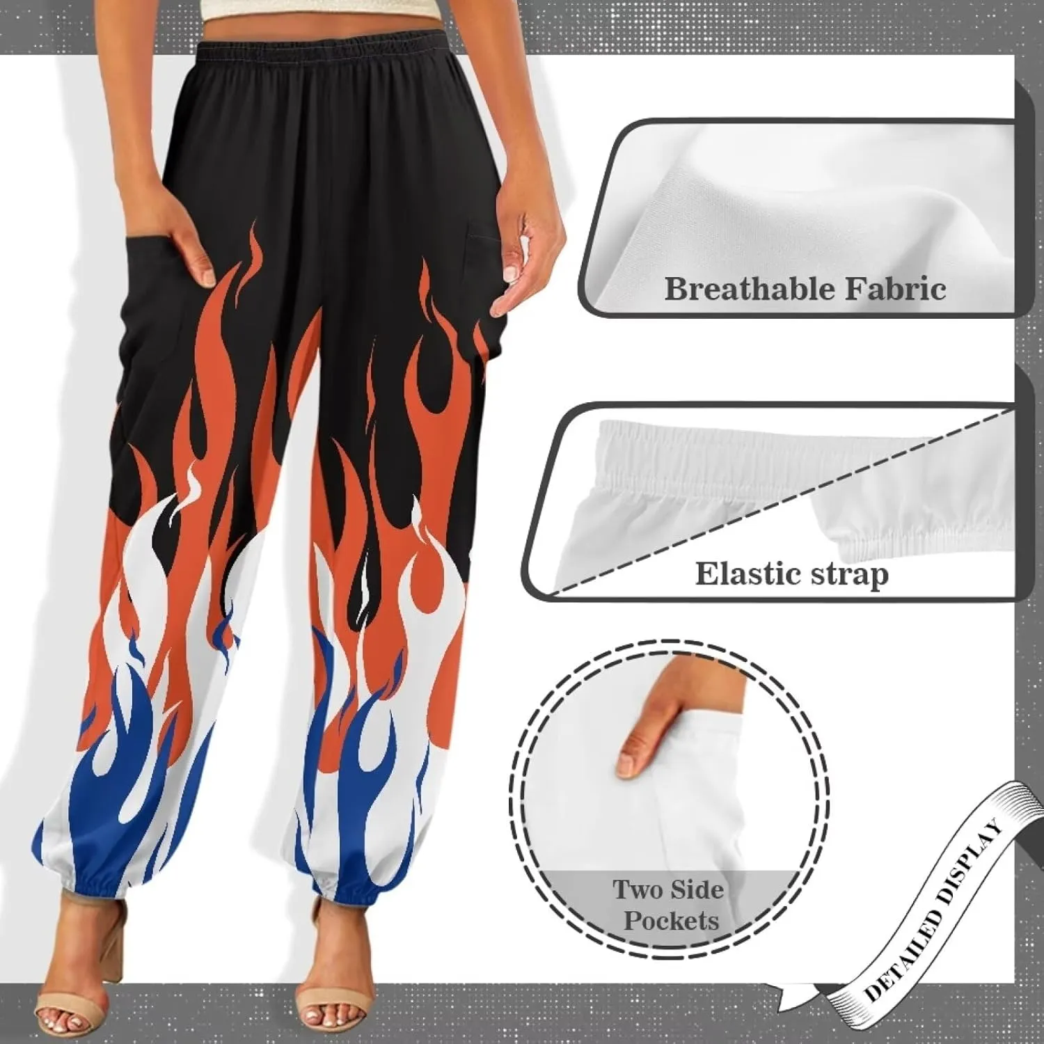 AFPANQZ Woman Bohemian Pants for Summer Gym Yoga Sport Plus Size Workout Sweatpant with Pocket S-4XL