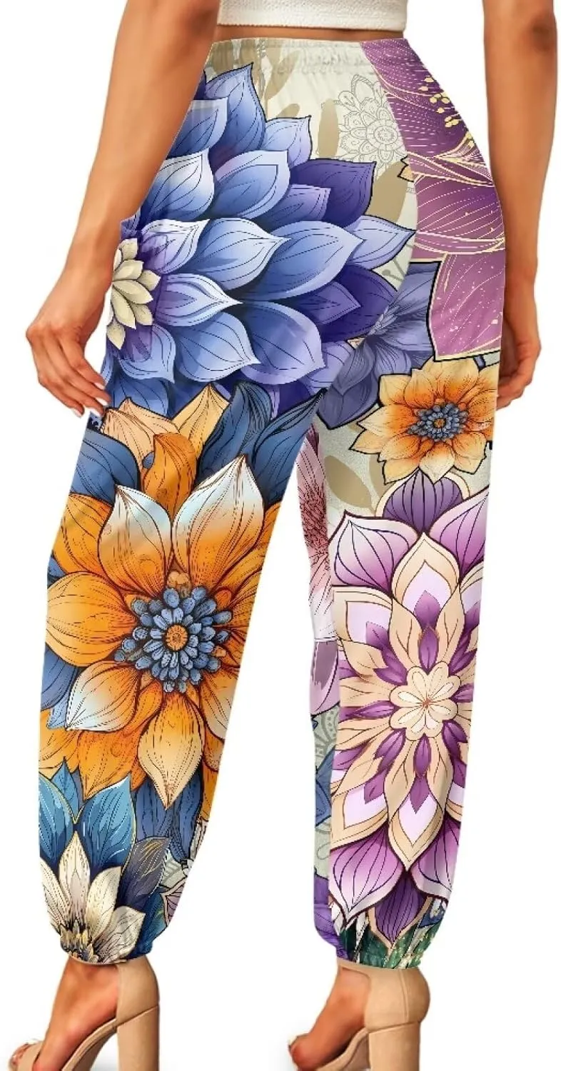 AFPANQZ Woman Bohemian Pants for Summer Gym Yoga Sport Plus Size Workout Sweatpant with Pocket S-4XL