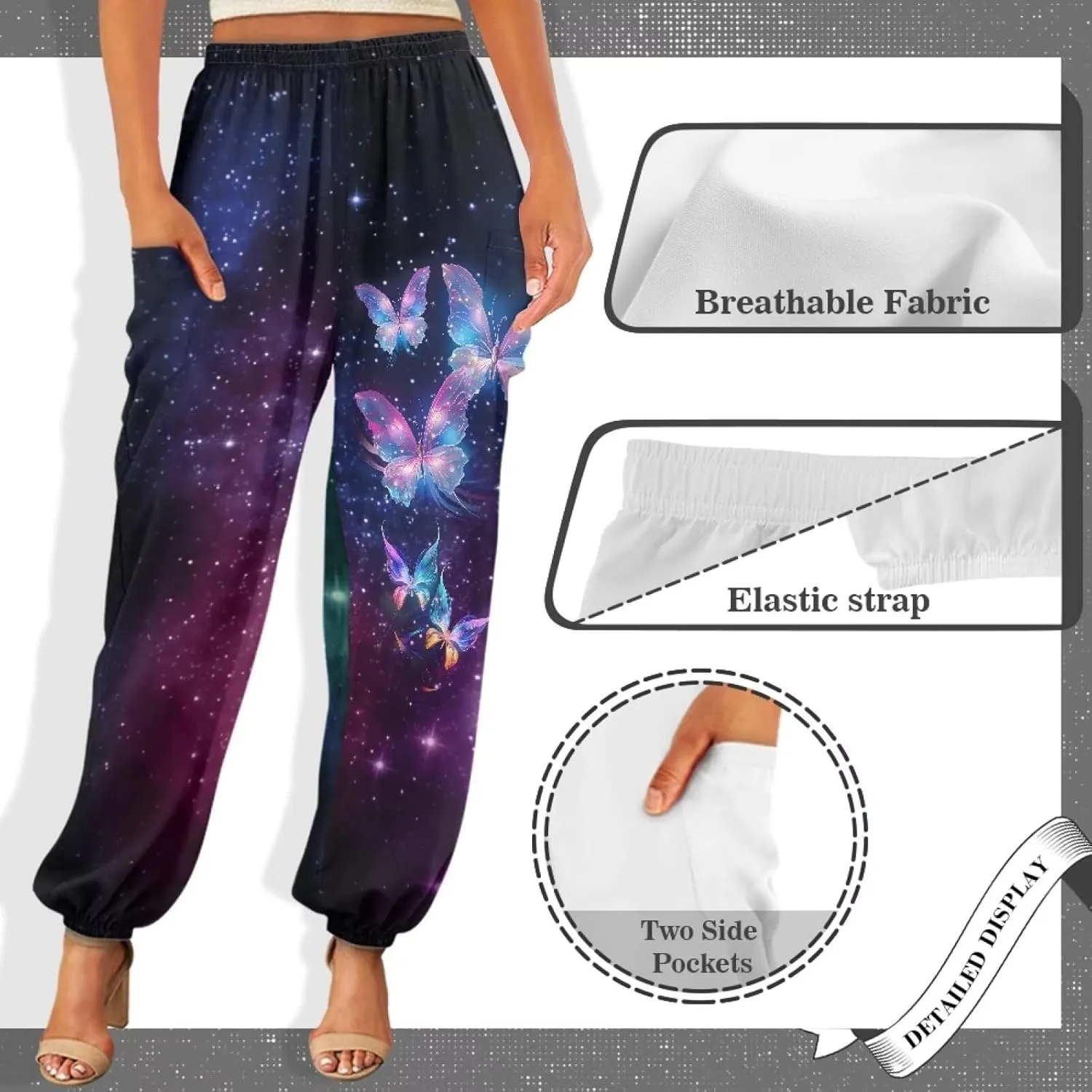 AFPANQZ Woman Bohemian Pants for Summer Gym Yoga Sport Plus Size Workout Sweatpant with Pocket S-4XL