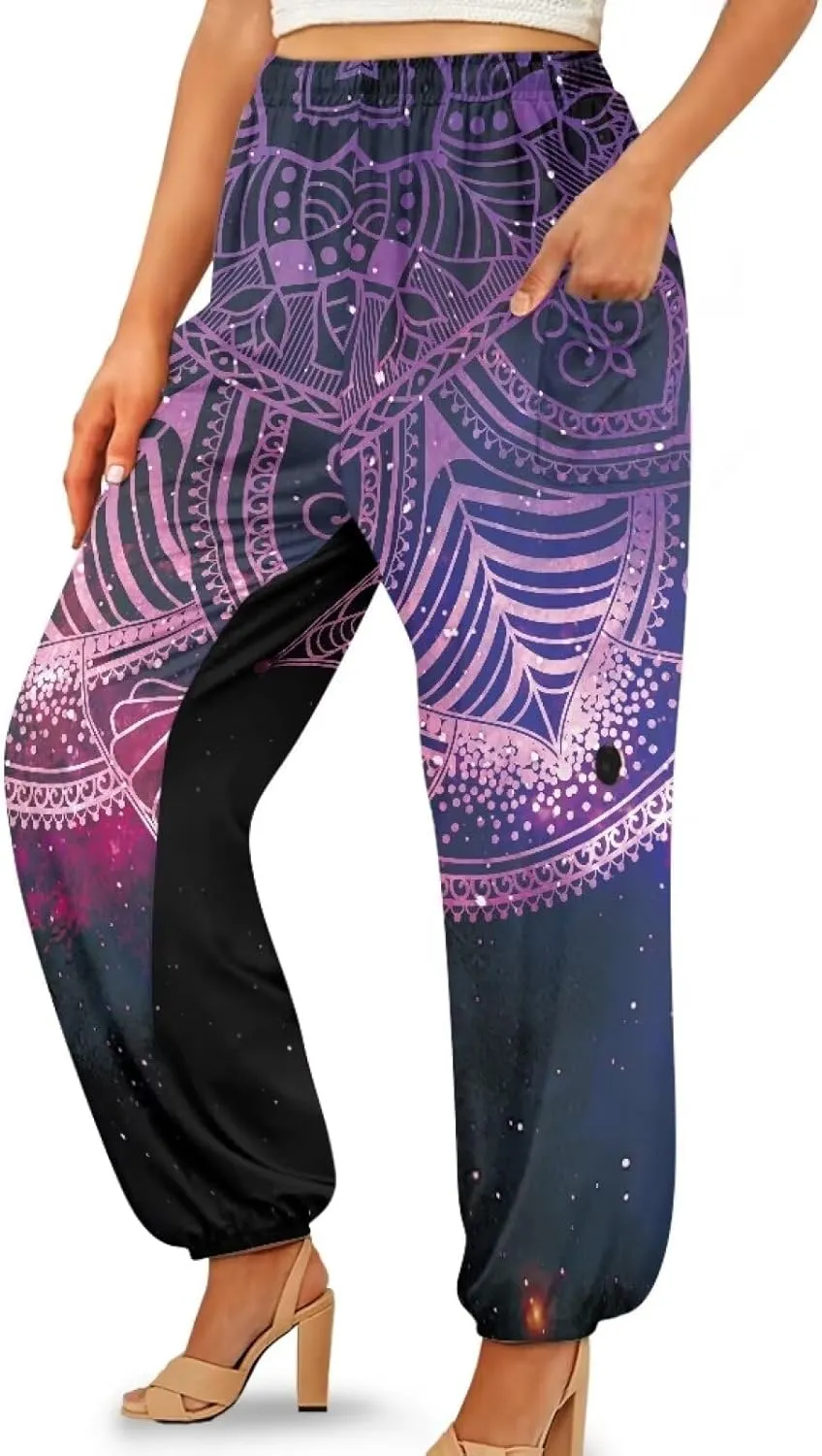 AFPANQZ Woman Bohemian Pants for Summer Gym Yoga Sport Plus Size Workout Sweatpant with Pocket S-4XL
