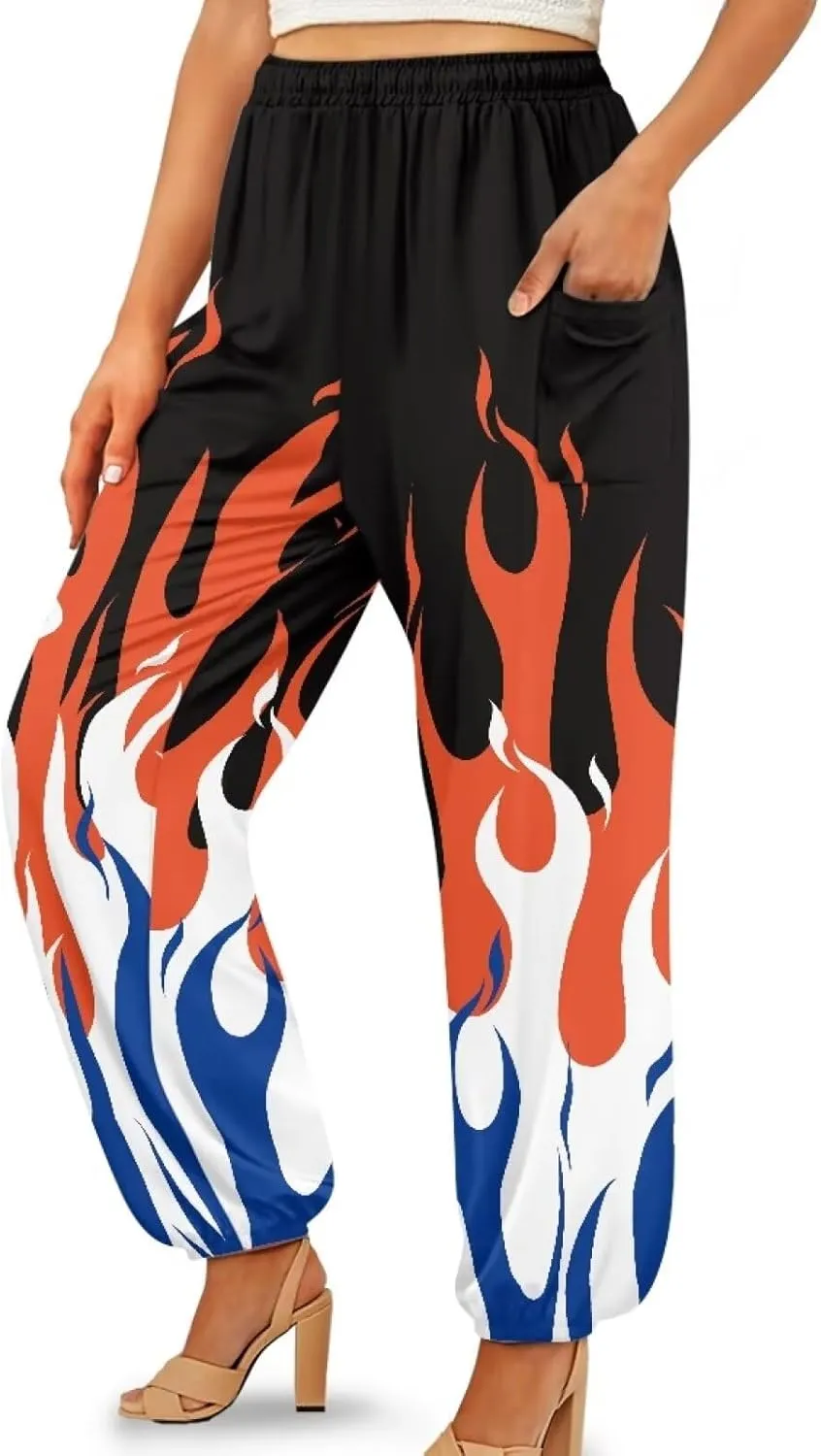 AFPANQZ Woman Bohemian Pants for Summer Gym Yoga Sport Plus Size Workout Sweatpant with Pocket S-4XL