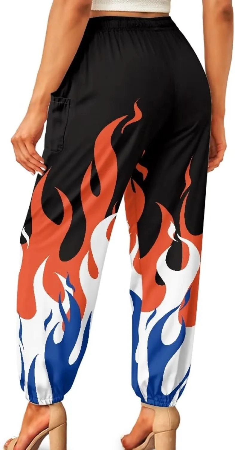 AFPANQZ Woman Bohemian Pants for Summer Gym Yoga Sport Plus Size Workout Sweatpant with Pocket S-4XL