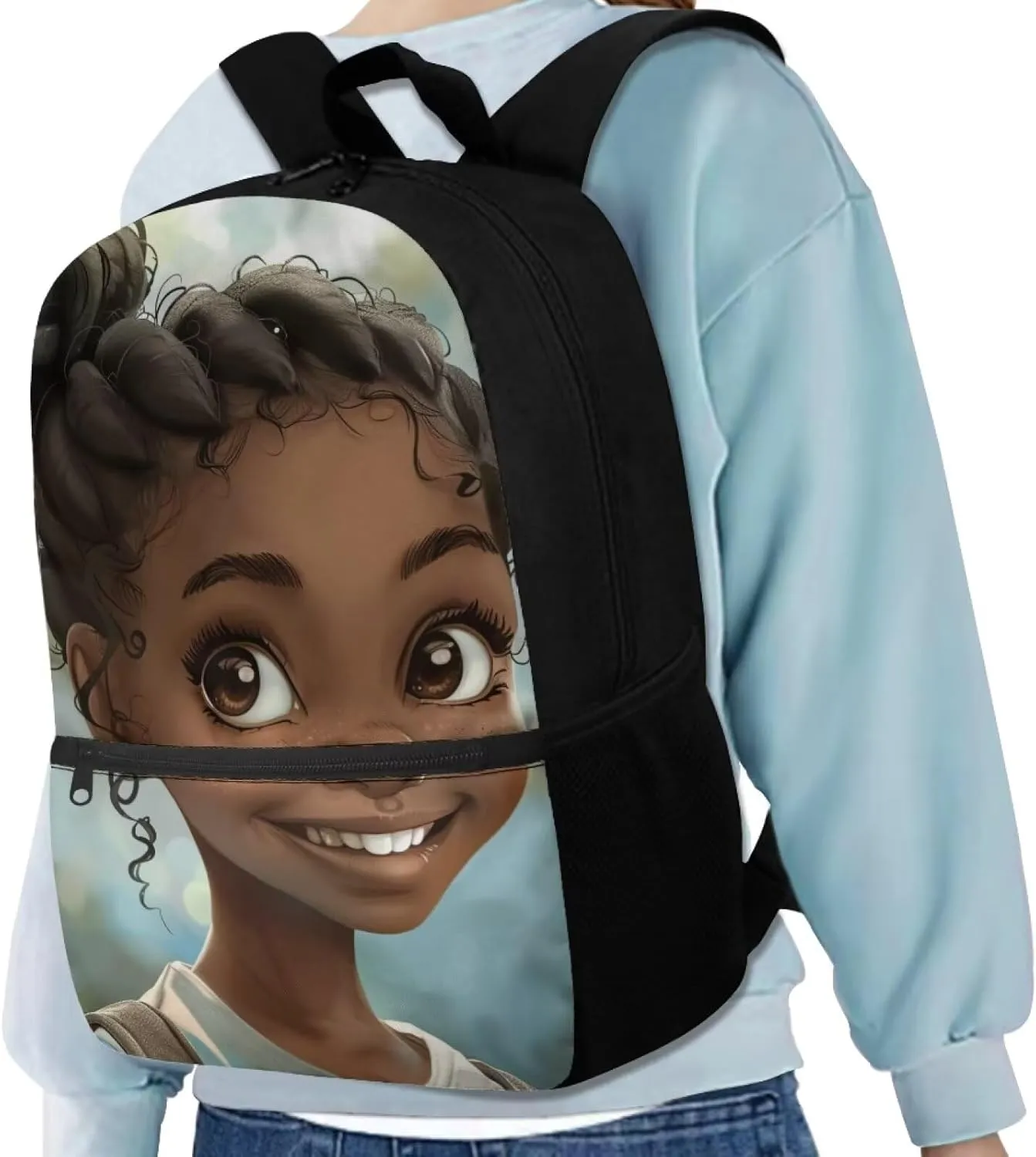 African Cute Girl Backpack for Girls 17 Inch School Book Bag Toddler Bag Multi-functional Large Capacity Travel Bag with Padded Straps Fits 3 to 16 Years Old Fashionable Backpack