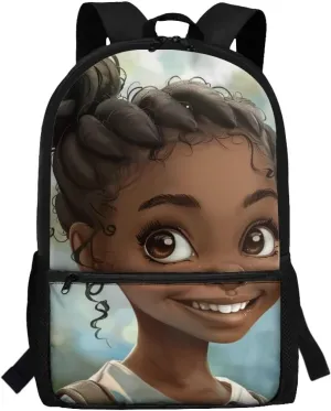 African Cute Girl Backpack for Girls 17 Inch School Book Bag Toddler Bag Multi-functional Large Capacity Travel Bag with Padded Straps Fits 3 to 16 Years Old Fashionable Backpack