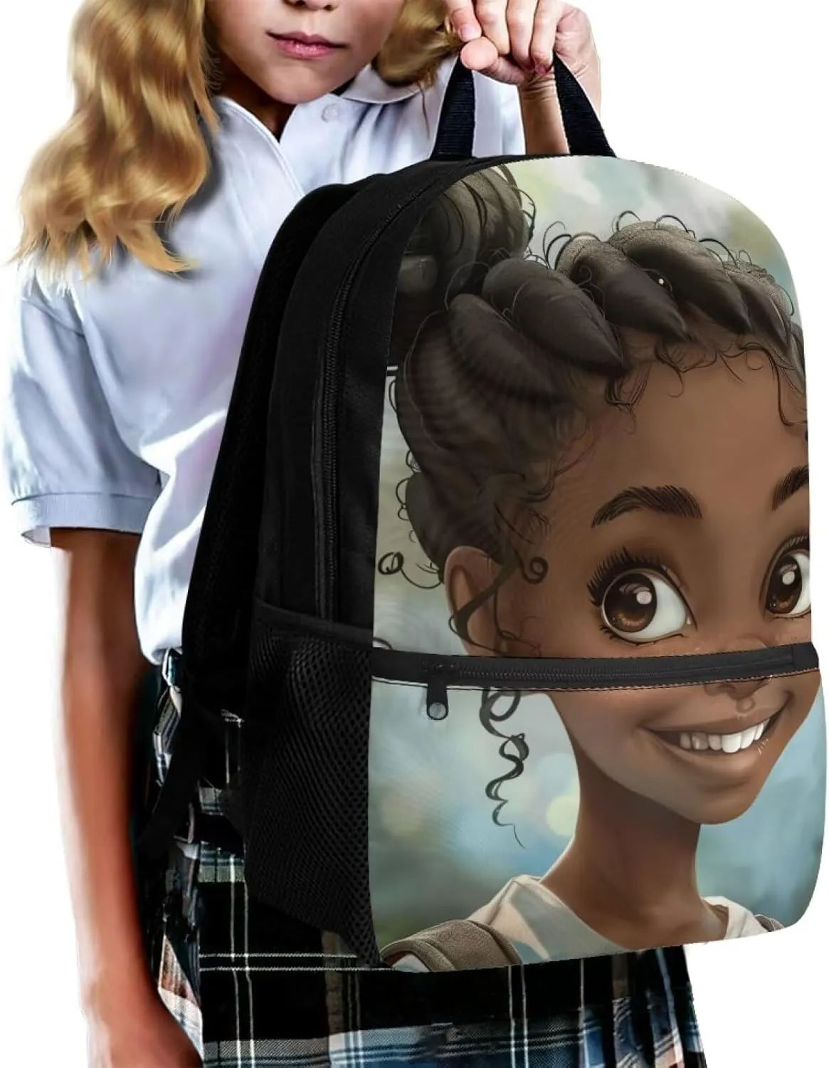 African Cute Girl Backpack for Girls 17 Inch School Book Bag Toddler Bag Multi-functional Large Capacity Travel Bag with Padded Straps Fits 3 to 16 Years Old Fashionable Backpack