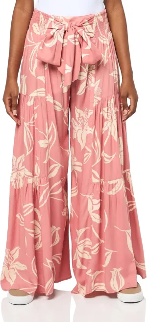 Angie Women's Tie Waist Tiered Wide Leg Pants
