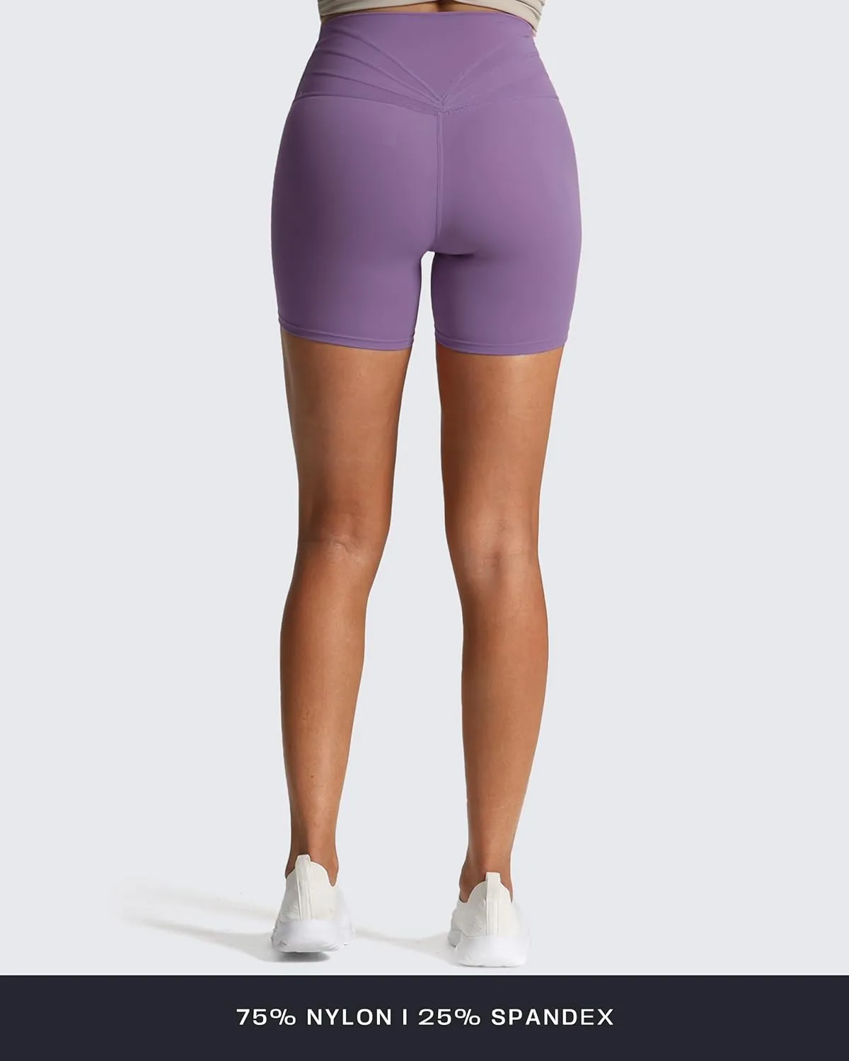Aoxjox Trinity Workout Biker Shorts for Women Cross-Waist Crossover High Waisted Tummy Control Athletic Running Yoga Short 6"