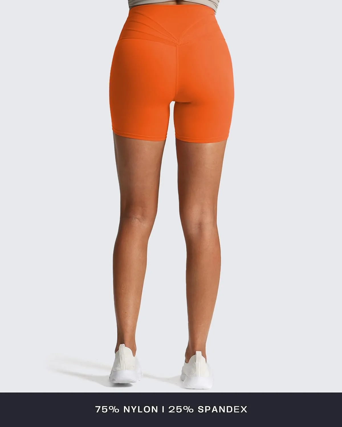 Aoxjox Trinity Workout Biker Shorts for Women Cross-Waist Crossover High Waisted Tummy Control Athletic Running Yoga Short 6"