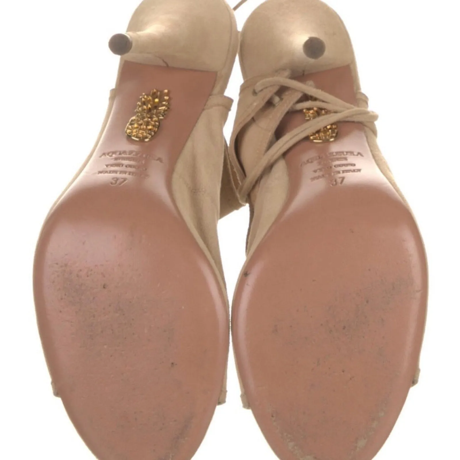 Aquazzura Tan Suede Lace-up Heels Size 37