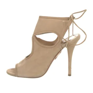 Aquazzura Tan Suede Lace-up Heels Size 37