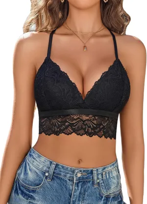 Avidlove Bralette for Women Wireless Lace Bra V Neck Racerback Cami Tank Y2k Camisoles Adjustable Crop Top