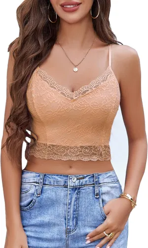 Avidlove Lace Bralette for Women Spaghetti Strap Tank Top V Neck Slim Basic Camisoles