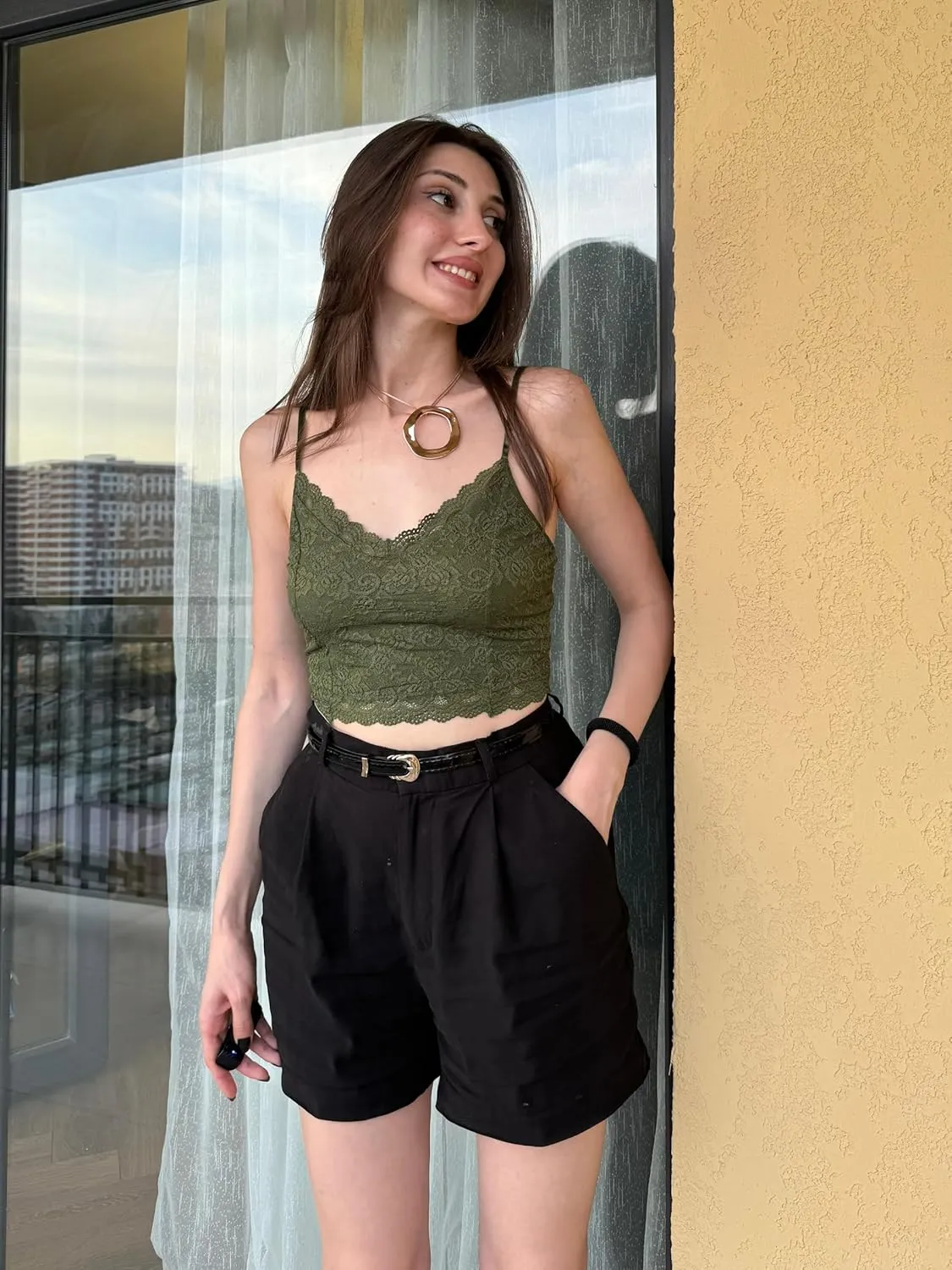 Avidlove Lace Bralette for Women Spaghetti Strap Tank Top V Neck Slim Basic Camisoles