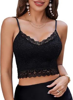 Avidlove Lace Bralette for Women Spaghetti Strap Tank Top V Neck Slim Basic Camisoles