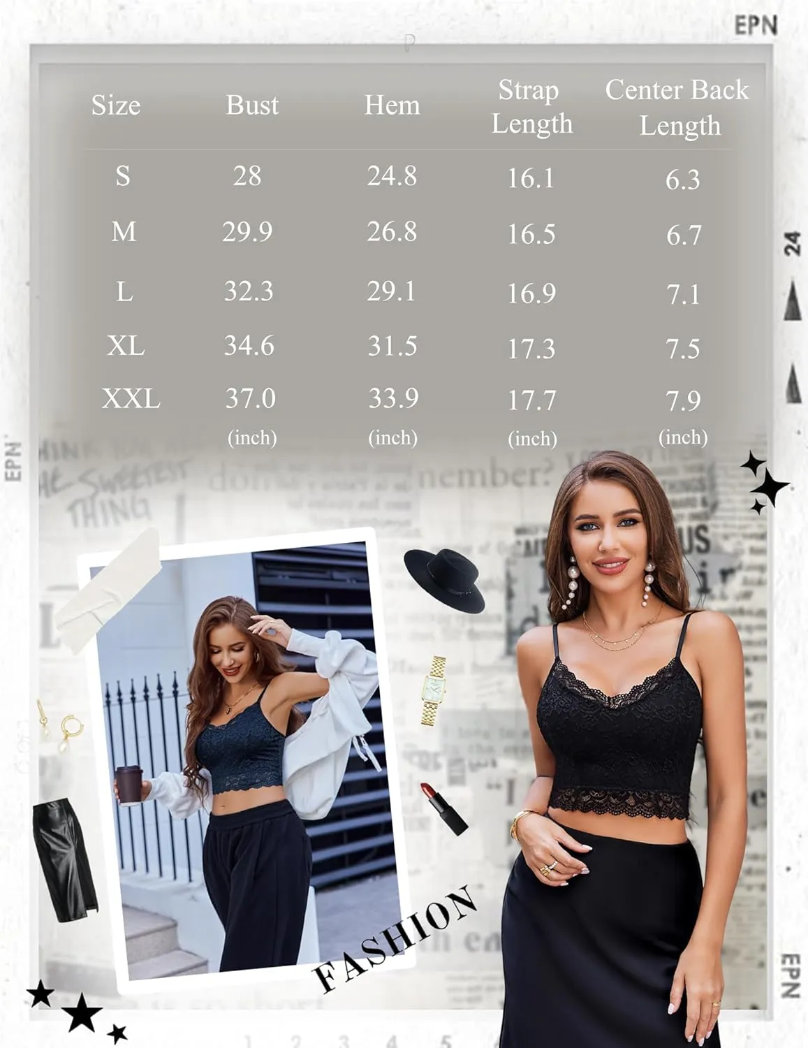 Avidlove Lace Bralette for Women Spaghetti Strap Tank Top V Neck Slim Basic Camisoles,Pack of 2