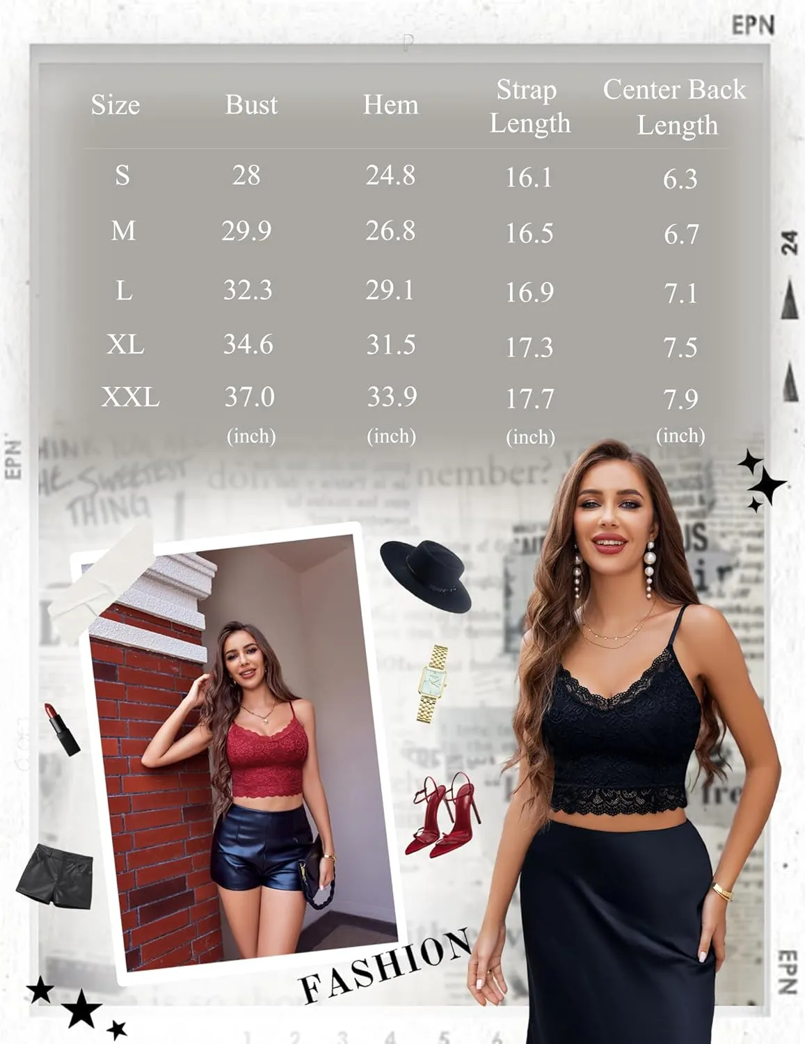 Avidlove Lace Bralette for Women Spaghetti Strap Tank Top V Neck Slim Basic Camisoles,Pack of 2