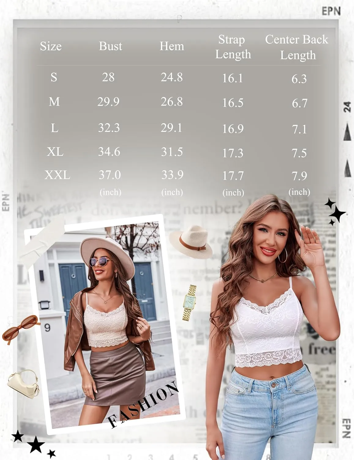 Avidlove Lace Bralette for Women Spaghetti Strap Tank Top V Neck Slim Basic Camisoles,Pack of 2