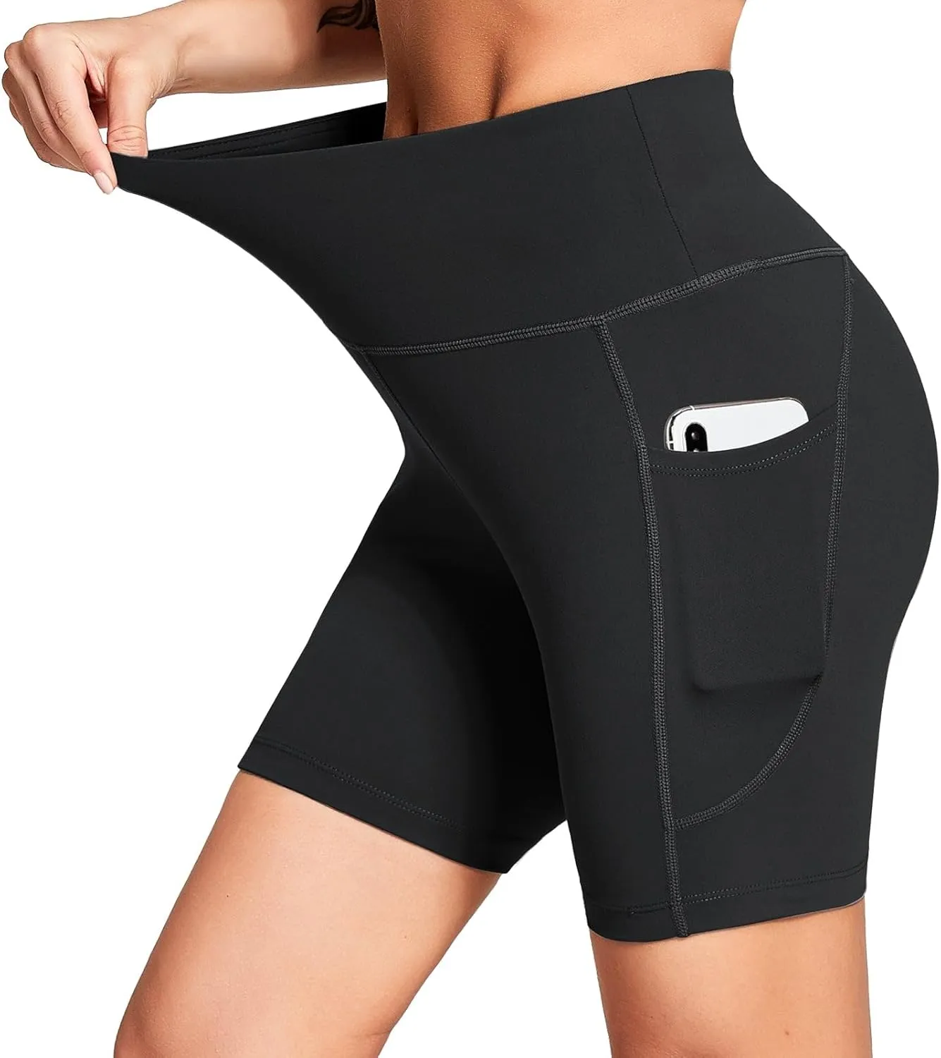 baleaf Women's 6"/8" High Waisted Biker Shorts with Pockets for Gym Workout Yoga Running Athletic