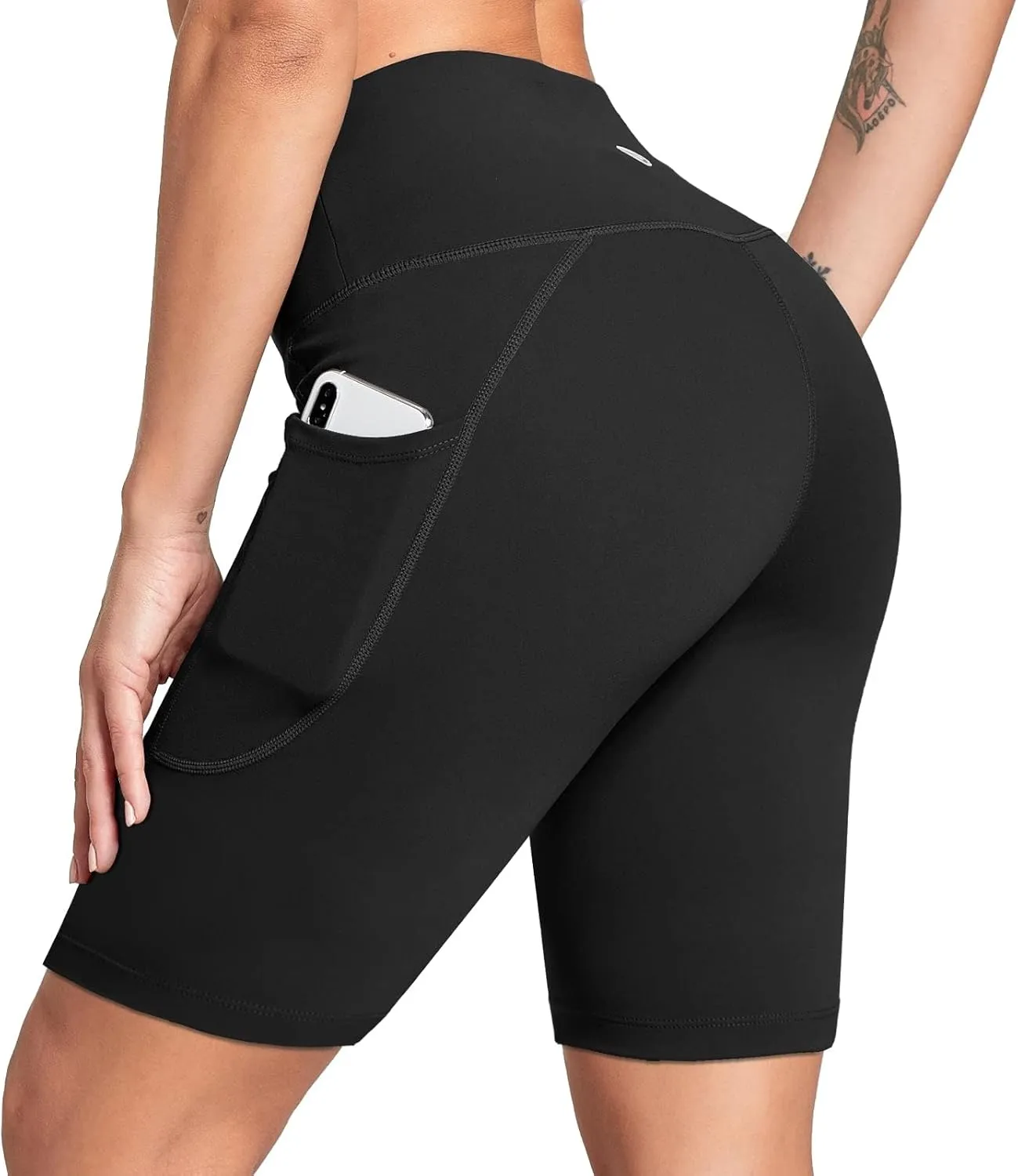 baleaf Women's 6"/8" High Waisted Biker Shorts with Pockets for Gym Workout Yoga Running Athletic