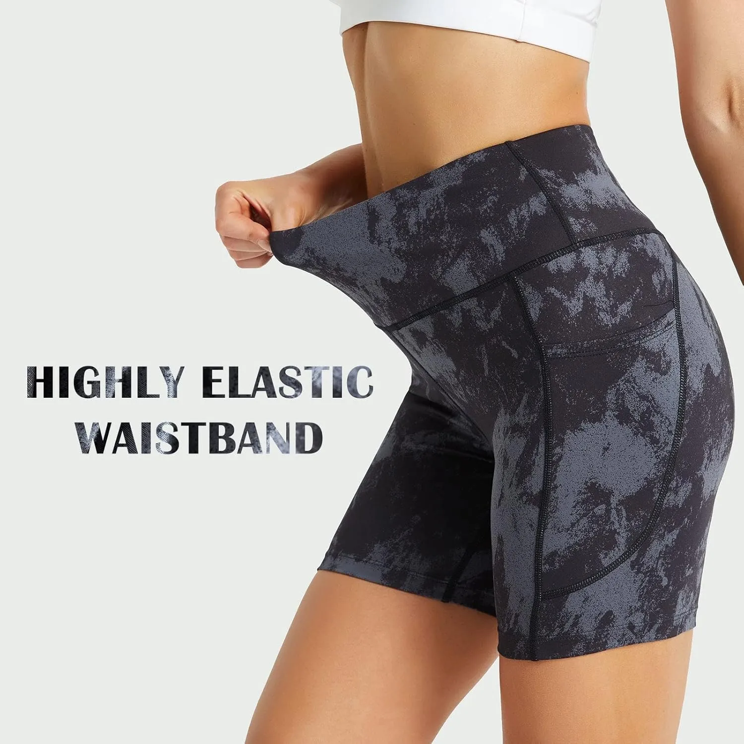 baleaf Women's 6"/8" High Waisted Biker Shorts with Pockets for Gym Workout Yoga Running Athletic
