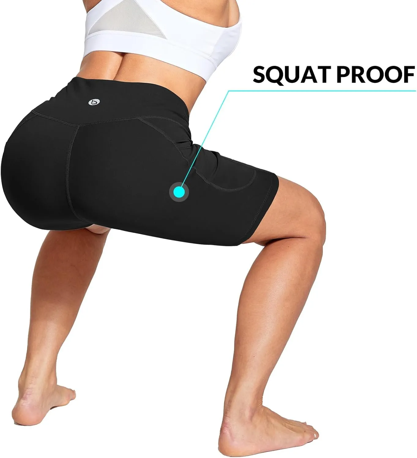 baleaf Women's 6"/8" High Waisted Biker Shorts with Pockets for Gym Workout Yoga Running Athletic