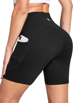 baleaf Women's 6"/8" High Waisted Biker Shorts with Pockets for Gym Workout Yoga Running Athletic