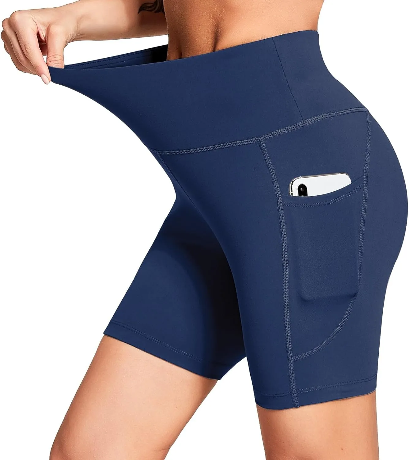 baleaf Women's 6"/8" High Waisted Biker Shorts with Pockets for Gym Workout Yoga Running Athletic