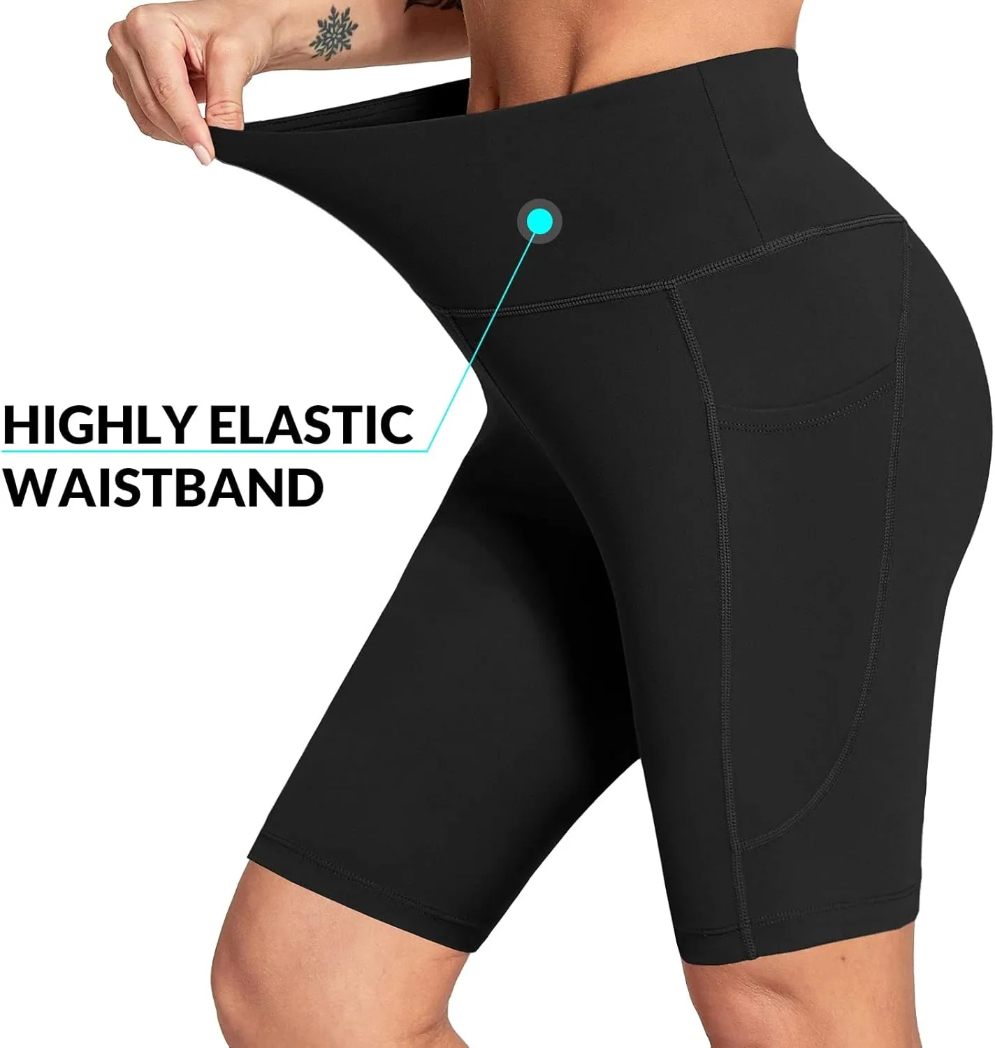 baleaf Women's 6"/8" High Waisted Biker Shorts with Pockets for Gym Workout Yoga Running Athletic