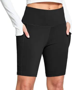 baleaf Women's 6"/8" High Waisted Biker Shorts with Pockets for Gym Workout Yoga Running Athletic