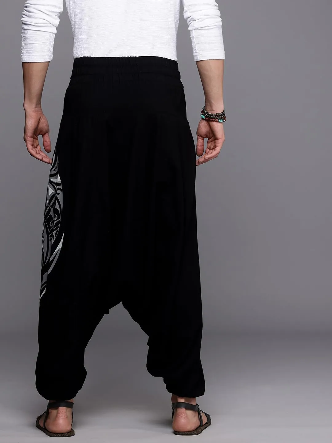 Boho Pants Elastic Ankle Harem for Men, Oversized Exercise Pajama Jogger Loose Boho Aladdin Pant