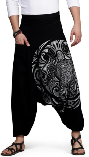 Boho Pants Elastic Ankle Harem for Men, Oversized Exercise Pajama Jogger Loose Boho Aladdin Pant