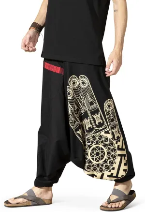 Boho Pants Elastic Ankle Harem for Men, Oversized Exercise Pajama Jogger Loose Boho Aladdin Pant