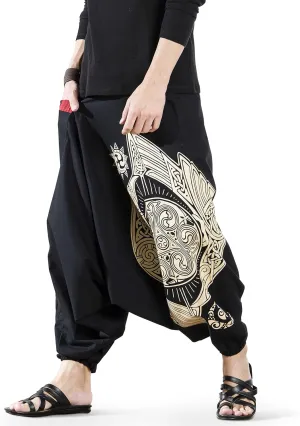 Boho Pants Elastic Ankle Harem for Men, Oversized Exercise Pajama Jogger Loose Boho Aladdin Pant