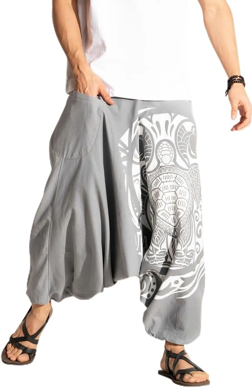 Boho Pants Elastic Ankle Harem for Men, Oversized Exercise Pajama Jogger Loose Boho Aladdin Pant