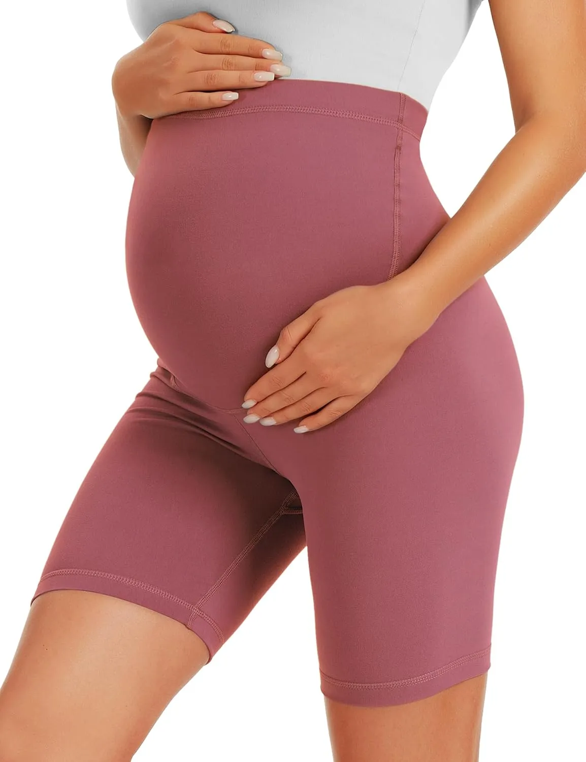 BONVIGOR Maternity Shorts Over The Belly-5" Biker Workout Yoga Active Athletic Pregnancy Short Pants Lounge Pajama
