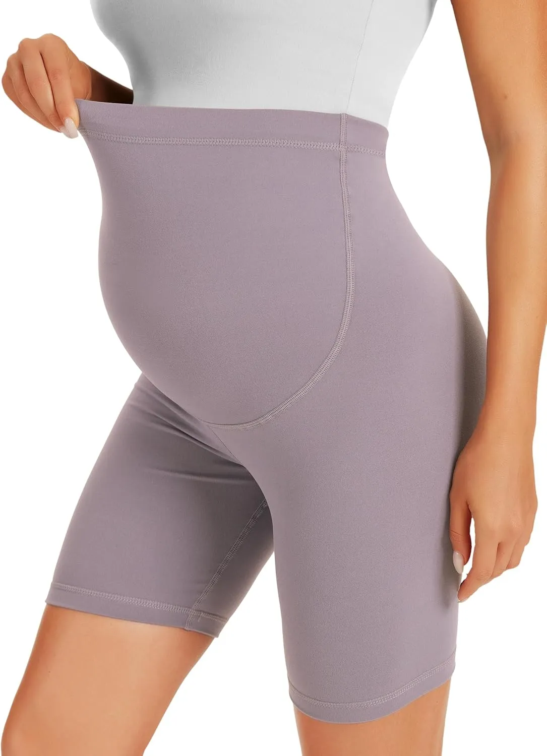 BONVIGOR Maternity Shorts Over The Belly-5" Biker Workout Yoga Active Athletic Pregnancy Short Pants Lounge Pajama