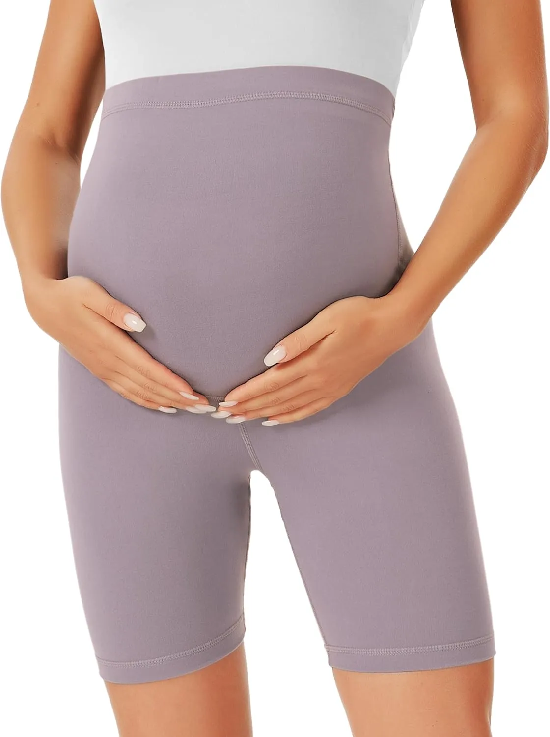 BONVIGOR Maternity Shorts Over The Belly-5" Biker Workout Yoga Active Athletic Pregnancy Short Pants Lounge Pajama