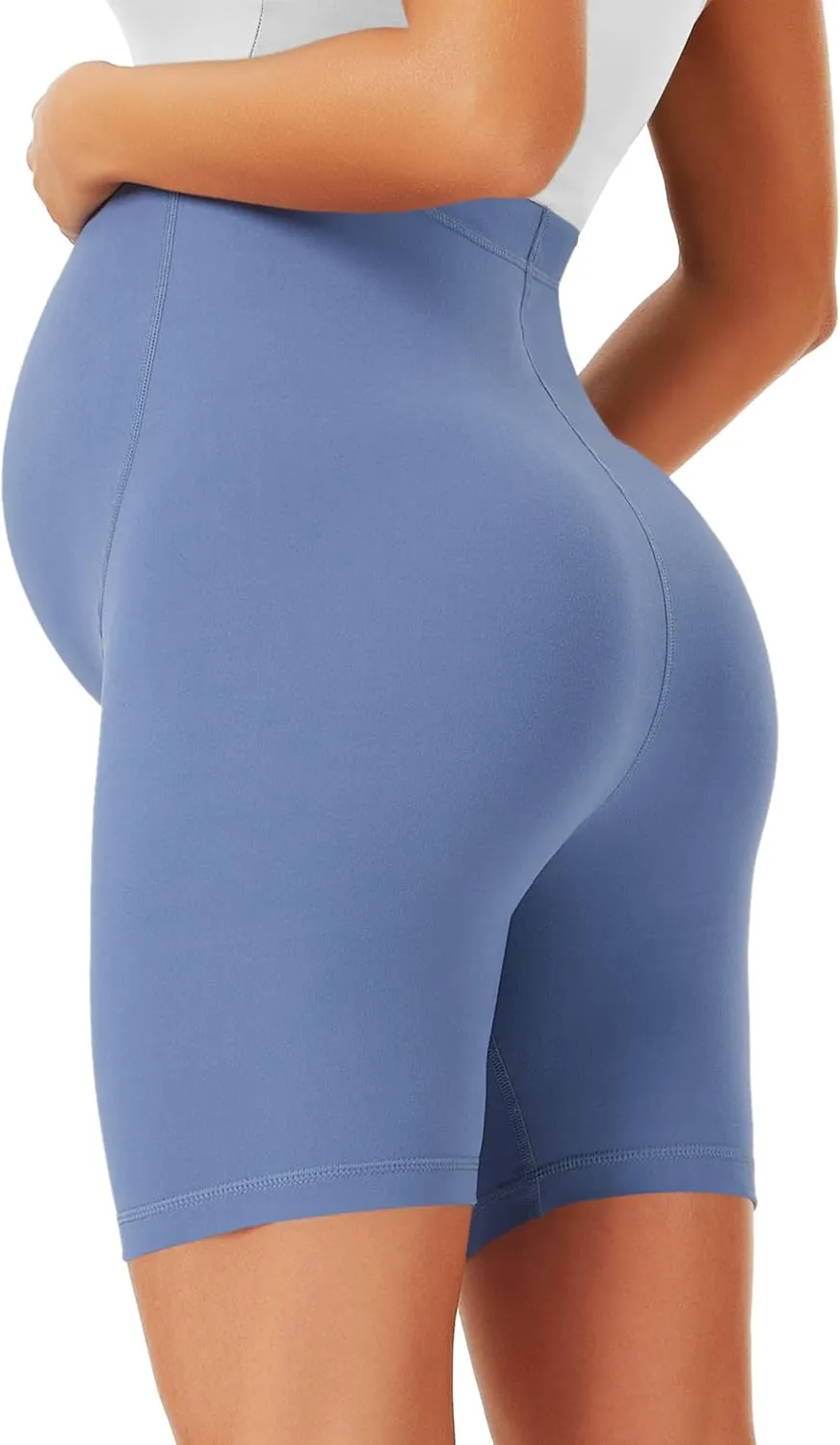 BONVIGOR Maternity Shorts Over The Belly-5" Biker Workout Yoga Active Athletic Pregnancy Short Pants Lounge Pajama