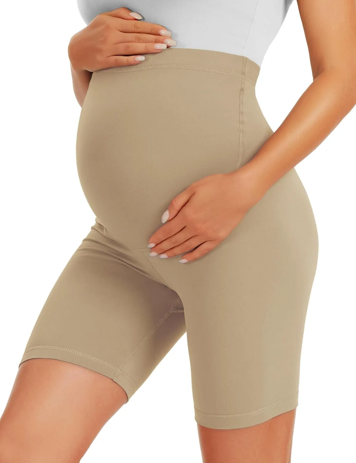 BONVIGOR Maternity Shorts Over The Belly-5" Biker Workout Yoga Active Athletic Pregnancy Short Pants Lounge Pajama