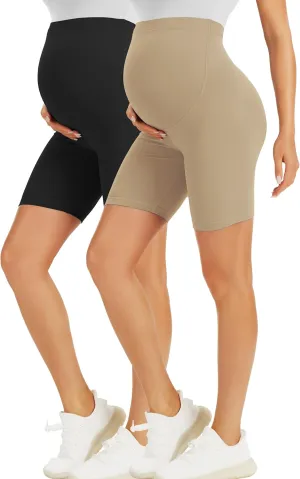 BONVIGOR Maternity Shorts Over The Belly-5" Biker Workout Yoga Active Athletic Pregnancy Short Pants Lounge Pajama