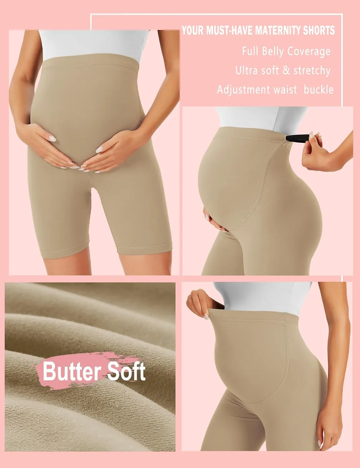 BONVIGOR Maternity Shorts Over The Belly-5" Biker Workout Yoga Active Athletic Pregnancy Short Pants Lounge Pajama