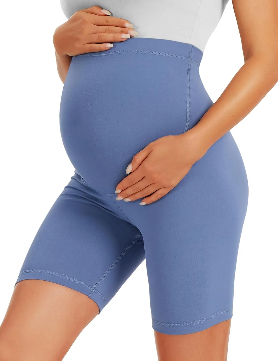 BONVIGOR Maternity Shorts Over The Belly-5" Biker Workout Yoga Active Athletic Pregnancy Short Pants Lounge Pajama