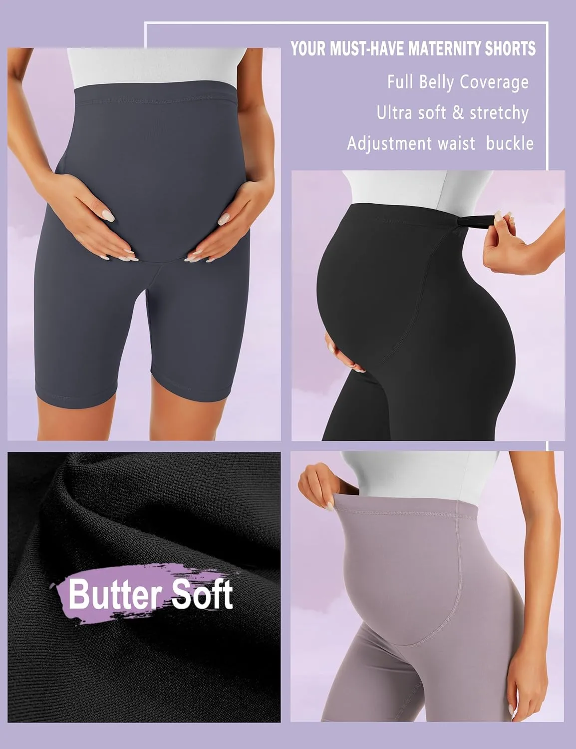 BONVIGOR Maternity Shorts Over The Belly-5" Biker Workout Yoga Active Athletic Pregnancy Short Pants Lounge Pajama