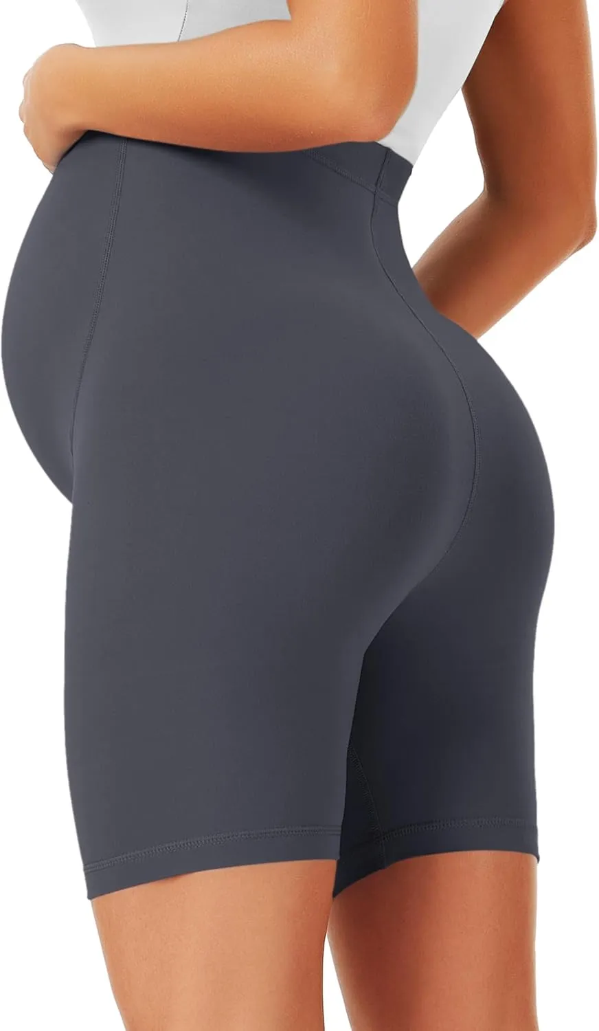 BONVIGOR Maternity Shorts Over The Belly-5" Biker Workout Yoga Active Athletic Pregnancy Short Pants Lounge Pajama