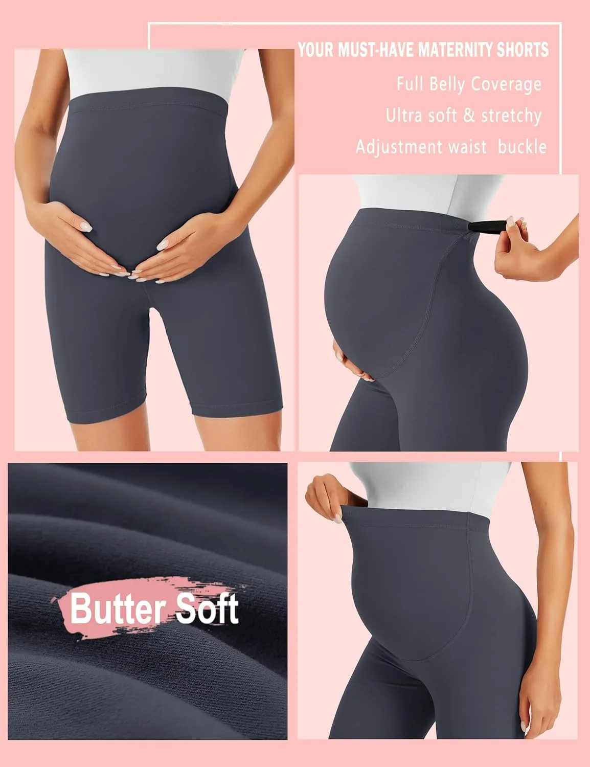 BONVIGOR Maternity Shorts Over The Belly-5" Biker Workout Yoga Active Athletic Pregnancy Short Pants Lounge Pajama