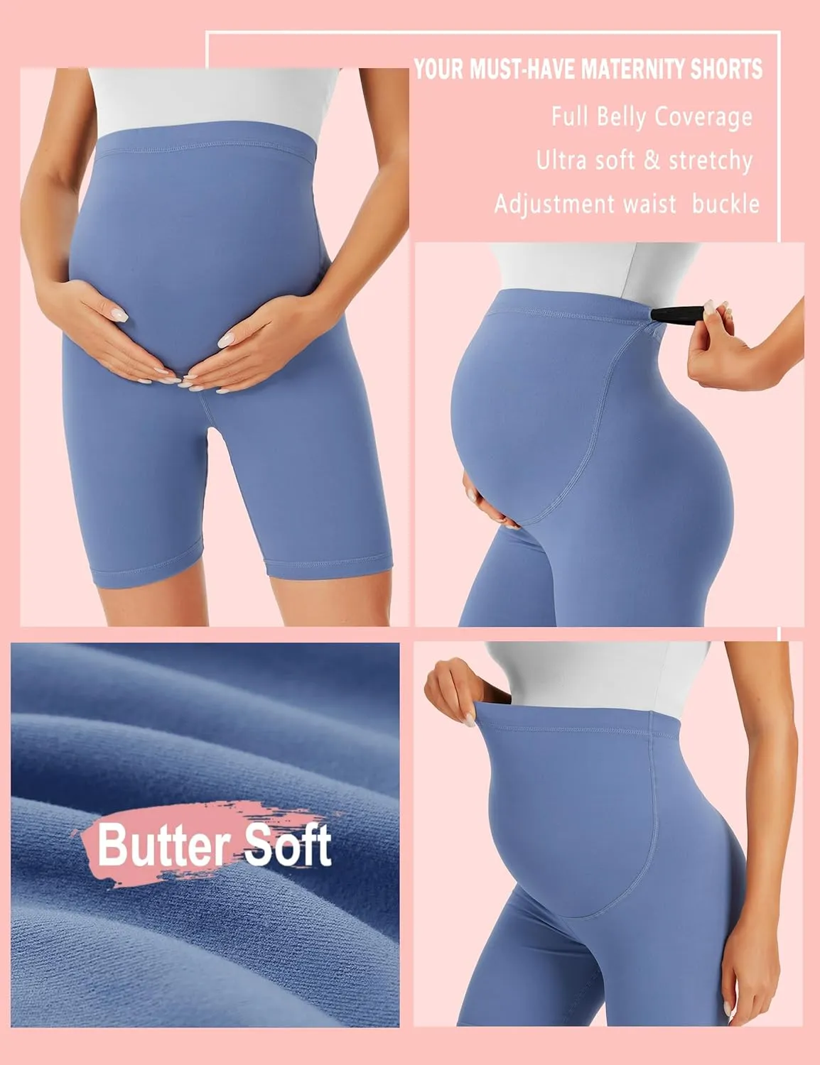 BONVIGOR Maternity Shorts Over The Belly-5" Biker Workout Yoga Active Athletic Pregnancy Short Pants Lounge Pajama