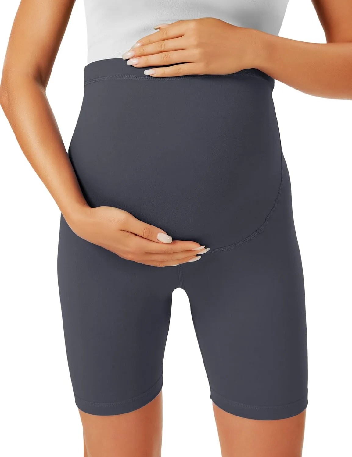 BONVIGOR Maternity Shorts Over The Belly-5" Biker Workout Yoga Active Athletic Pregnancy Short Pants Lounge Pajama